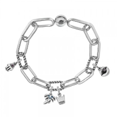 Stainless Steel Women Me Link Bracelet with Small Charms  MY151