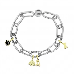 Stainless Steel Women Me Link Bracelet with Small Charms  MY148