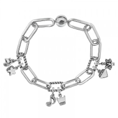 Stainless Steel Women Me Link Bracelet with Small Charms  MY135