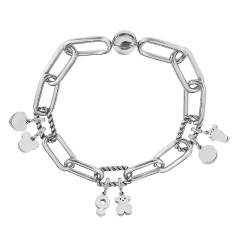 Stainless Steel Women Me Link Bracelet with Small Charms  MY137