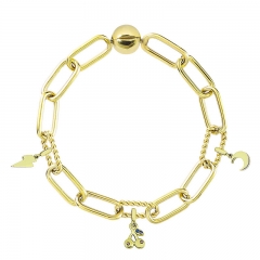 Stainless Steel Women Me Link Bracelet with Small Charms  MYG024