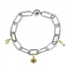 Stainless Steel Women Me Link Bracelet with Small Charms  MY099