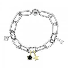 Stainless Steel Women Me Link Bracelet with Small Charms  MY139