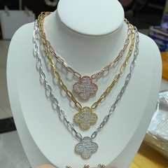 Stainless Steel Chain and Brass Pendant Necklace TTTN-0202