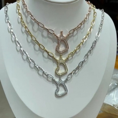 Stainless Steel Chain and Brass Pendant Necklace TTTN-0205