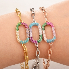 stainless steel chain with copper charm diamond bracelet  TTTB-0247