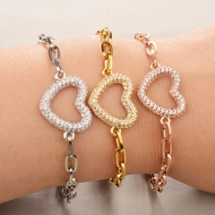 stainless steel chain with copper charm diamond bracelet  TTTB-0249