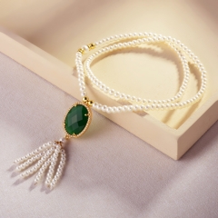 Pearl Brass Pendant Necklace  TTTN-0209A