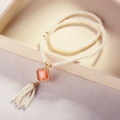 Pearl Brass Pendant Necklace  TTTN-0210B