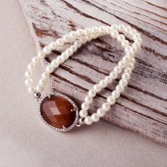 Pearl copper charm diamond bracelet  TTTB-0263A