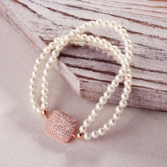 Pearl copper charm diamond bracelet  TTTB-0287C