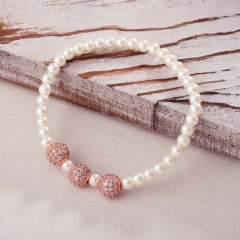 Pearl copper charm diamond bracelet  TTTB-0285C