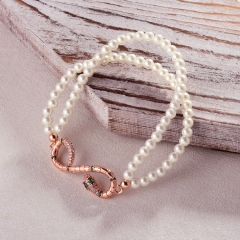 Pearl copper charm diamond bracelet  TTTB-0291C