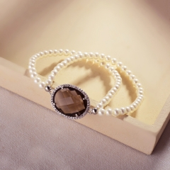 Pearl copper charm diamond bracelet  TTTB-0263C