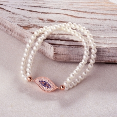 Pearl copper charm diamond bracelet  TTTB-0300C