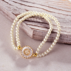 Pearl copper charm diamond bracelet  TTTB-0317B