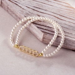 Pearl copper charm diamond bracelet  TTTB-0308B