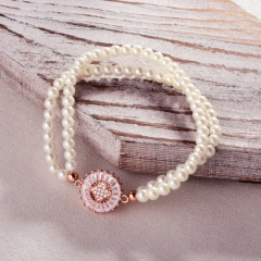 Pearl copper charm diamond bracelet   TTTB-0317C