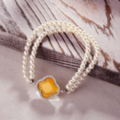 Pearl copper charm diamond bracelet TTTB-0344A