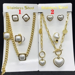 popular cubic zirconia brass charm stainless steel jewelry set  XXXS-0720