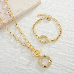 Stainless steel jewelry set with brass charms  TTTS-0011