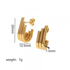 Hollow Gold Hoop Earrings Tarnish Free Gold Plated Stainless Steel Jewelry ES-2445G
