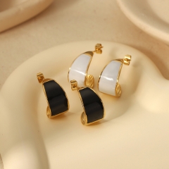 Hollow Gold Hoop Earrings Tarnish Free Gold Plated Stainless Steel Jewelry ES-2527
