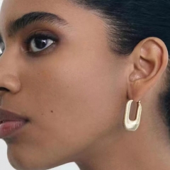 Hollow Gold Hoop Earrings Tarnish Free Gold Plated Stainless Steel Jewelry