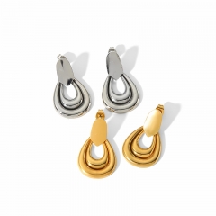 Hollow Gold Hoop Earrings Tarnish Free Gold Plated Stainless Steel Jewelry ES-2477