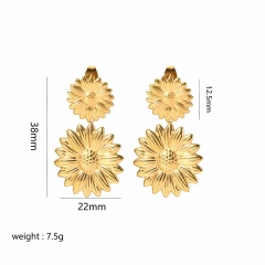 Hollow Gold Hoop Earrings Tarnish Free Gold Plated Stainless Steel Jewelry ES-2426G