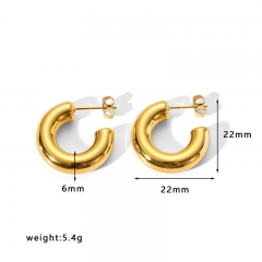 Hollow Gold Hoop Earrings Tarnish Free Gold Plated Stainless Steel Jewelry ES-2536G