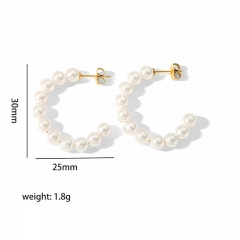 Hollow Gold Hoop Earrings Tarnish Free Gold Plated Stainless Steel Jewelry ES-2497B