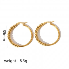 Hollow Gold Hoop Earrings Tarnish Free Gold Plated Stainless Steel Jewelry ES-2483G