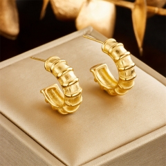 Stainless Steel Women Charm 18 K Gold Earrings ES-2755