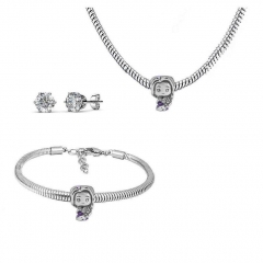Stainless Steel Charm Necklace Bracelet Earring Jewelry Set PDS230
