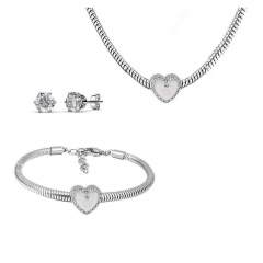 Stainless Steel Charm Necklace Bracelet Earring Jewelry Set PDS217