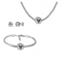 Stainless Steel Charm Necklace Bracelet Earring Jewelry Set PDS234
