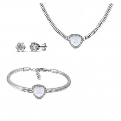 Stainless Steel Charm Necklace Bracelet Earring Jewelry Set PDS203