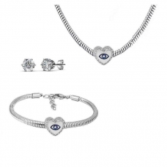 Stainless Steel Charm Necklace Bracelet Earring Jewelry Set PDS248