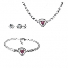 Stainless Steel Charm Necklace Bracelet Earring Jewelry Set PDS207