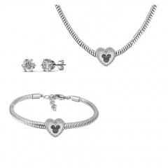 Stainless Steel Charm Necklace Bracelet Earring Jewelry Set PDS220