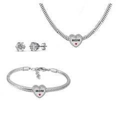 Stainless Steel Charm Necklace Bracelet Earring Jewelry Set PDS222