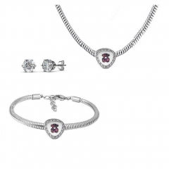 Stainless Steel Charm Necklace Bracelet Earring Jewelry Set PDS202