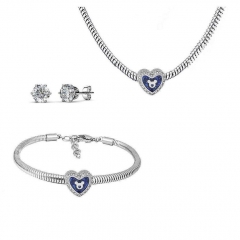 Stainless Steel Charm Necklace Bracelet Earring Jewelry Set PDS224