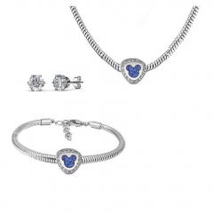 Stainless Steel Charm Necklace Bracelet Earring Jewelry Set PDS206