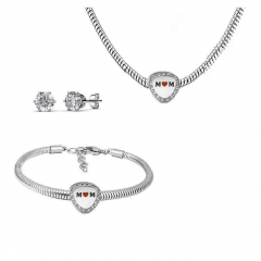 Stainless Steel Charm Necklace Bracelet Earring Jewelry Set PDS210