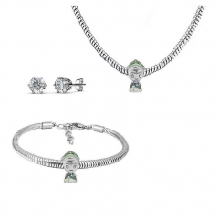 Stainless Steel Charm Necklace Bracelet Earring Jewelry Set PDS231