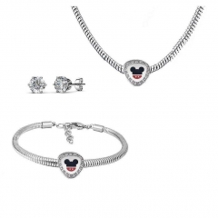 Stainless Steel Charm Necklace Bracelet Earring Jewelry Set PDS209